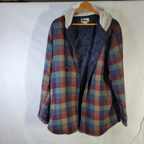 Impact Other - Mens Impact Shacket Cotton/Poly Quilted inside Button Front Hooded Size LT